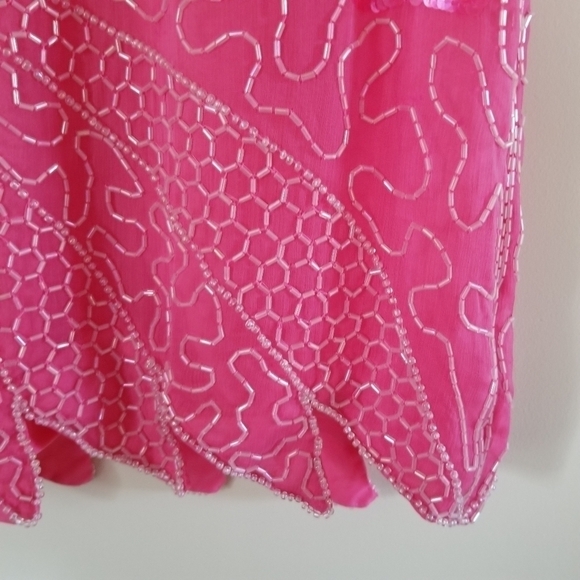 Vintage Pure Silk Lawrence Kazen Intricately Beaded Sequins Blouse Size Small - Picture 5 of 7